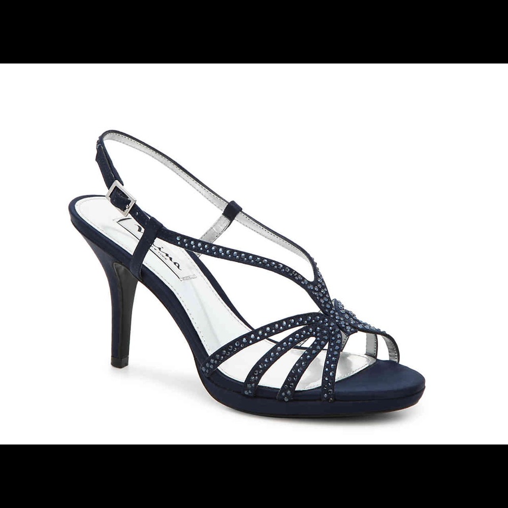 Nina | Bobbie Navy Satin Sandals